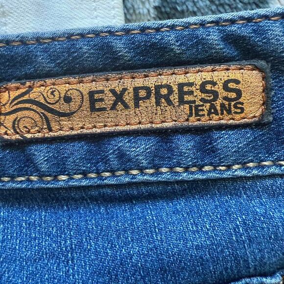 Express Jeans Womens Flare Low Rise Dark Wash Stella Fit & Flare Size 10 - Picture 6 of 7